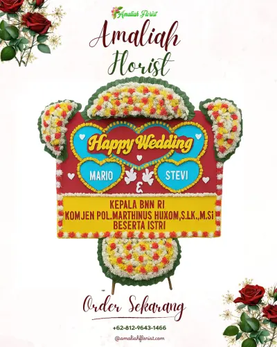 Karangan Papan Bunga Pernikahan di Penatoi